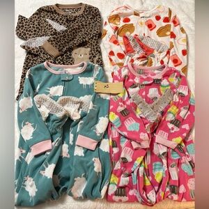 4 pack lot of carters size 3t fleece, footed pajamas